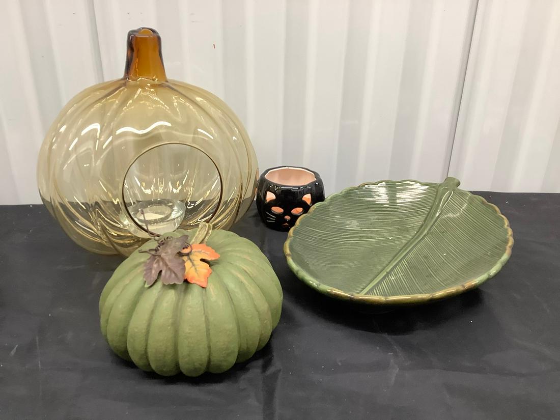 Autumn Home Decor includes glass pumpkin candle holder 11" (1 of 1)