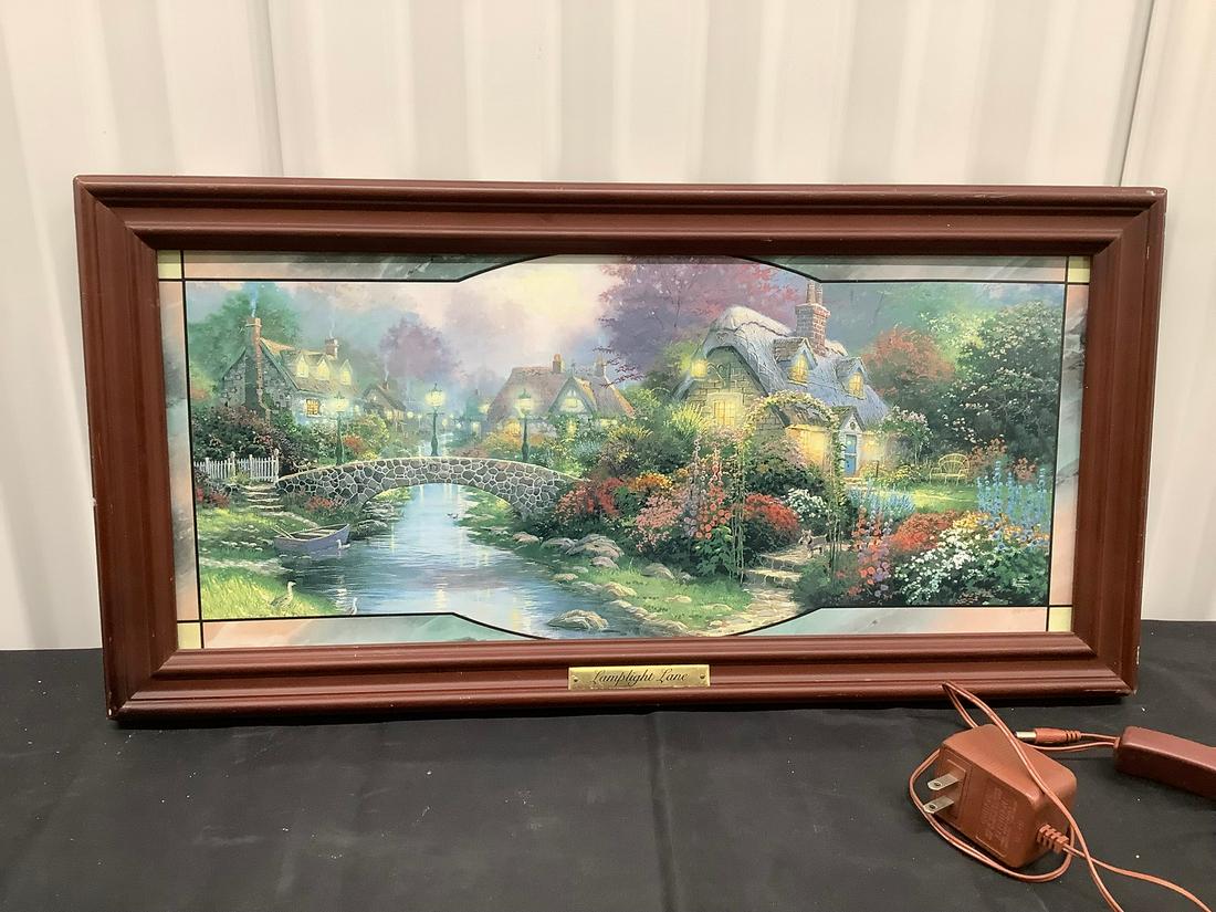 Thomas Kinkade Lamplight Lane light up picture 12x23 (1 of 1)