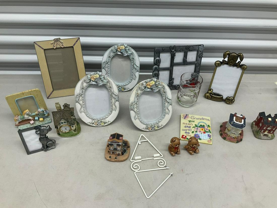 Large Lot of Assorted Frames, Tiny House Statues, and more (1 of 1)