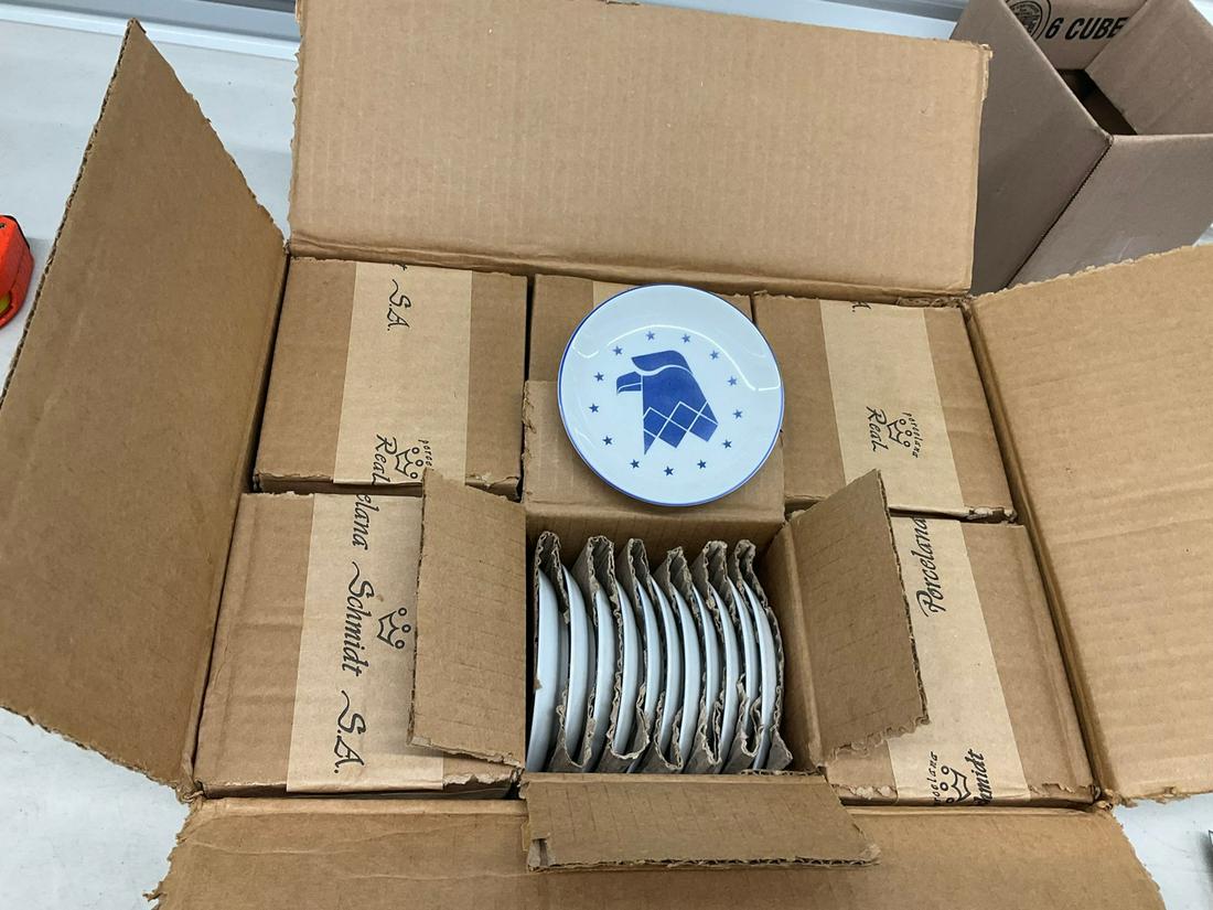 Lot of Porcelana Schmidt glass coasters: 4" across