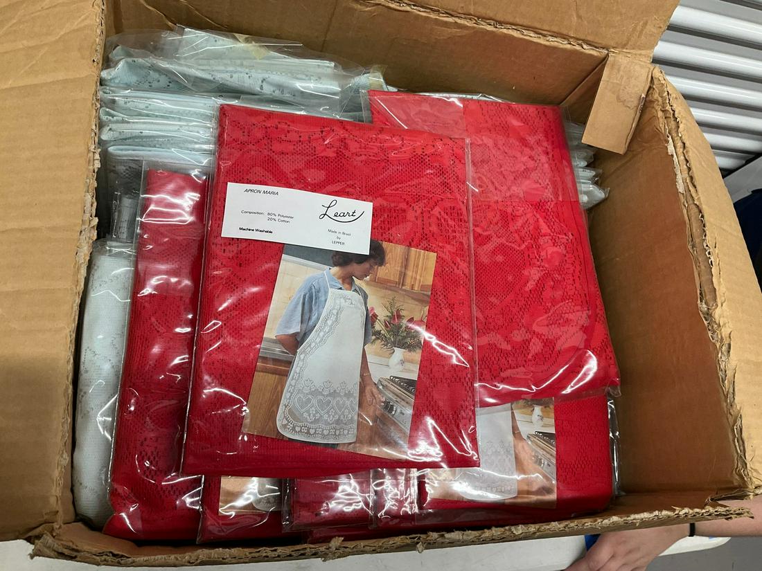 Lot of Leart red lace aprons: Lot of Leart red lace aprons