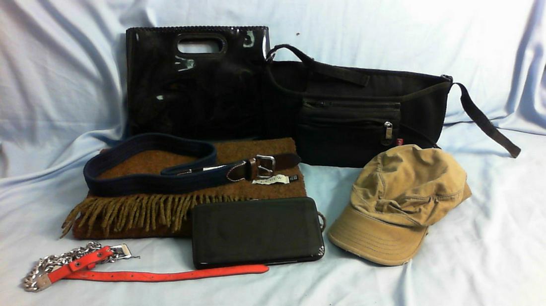Assorted ladies hand bag, hat, wallet, scarf, and belt (1 of 1)