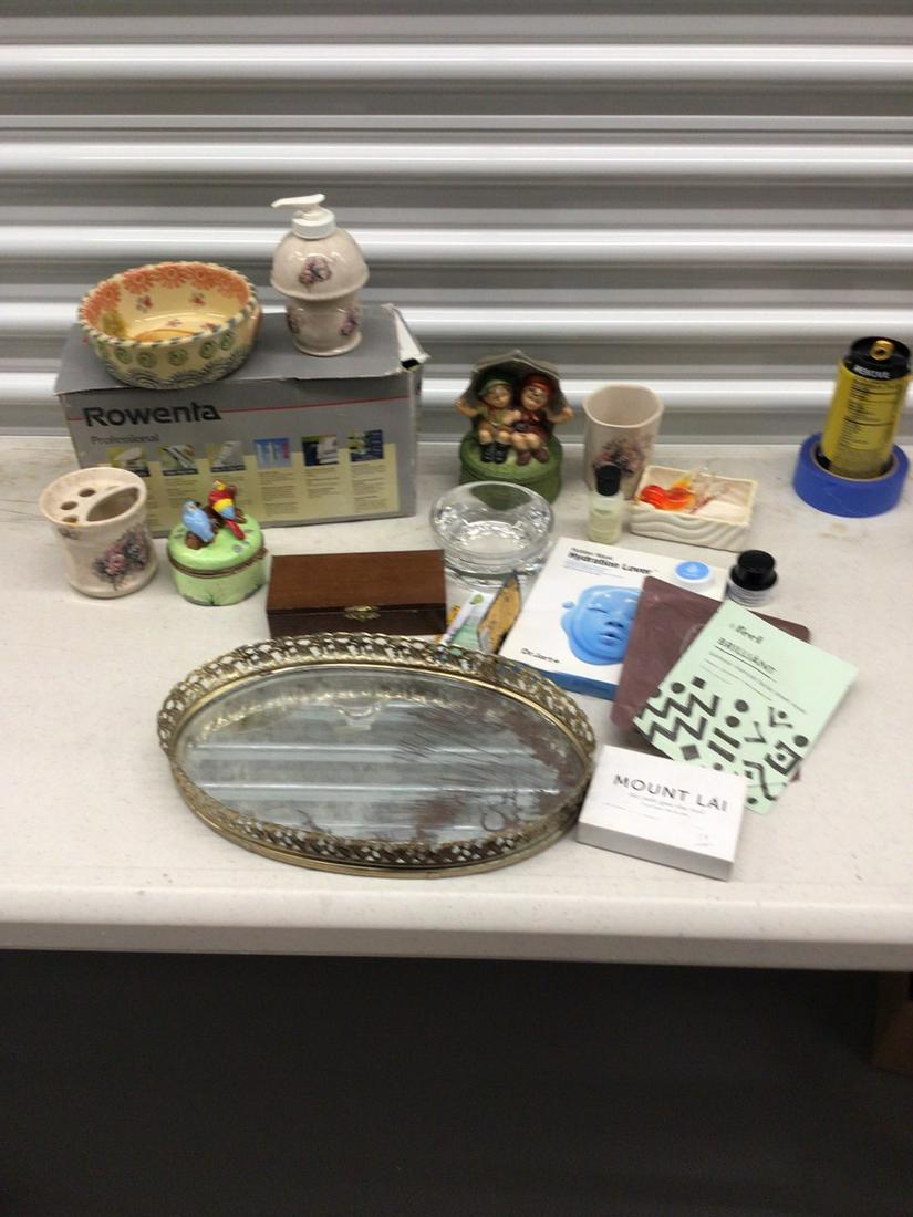 Rowenta Iron, Ceramic Jewerly Boxes, face mask, Gucci Bloom sample, Old Gillette Shaver (1 of 1)