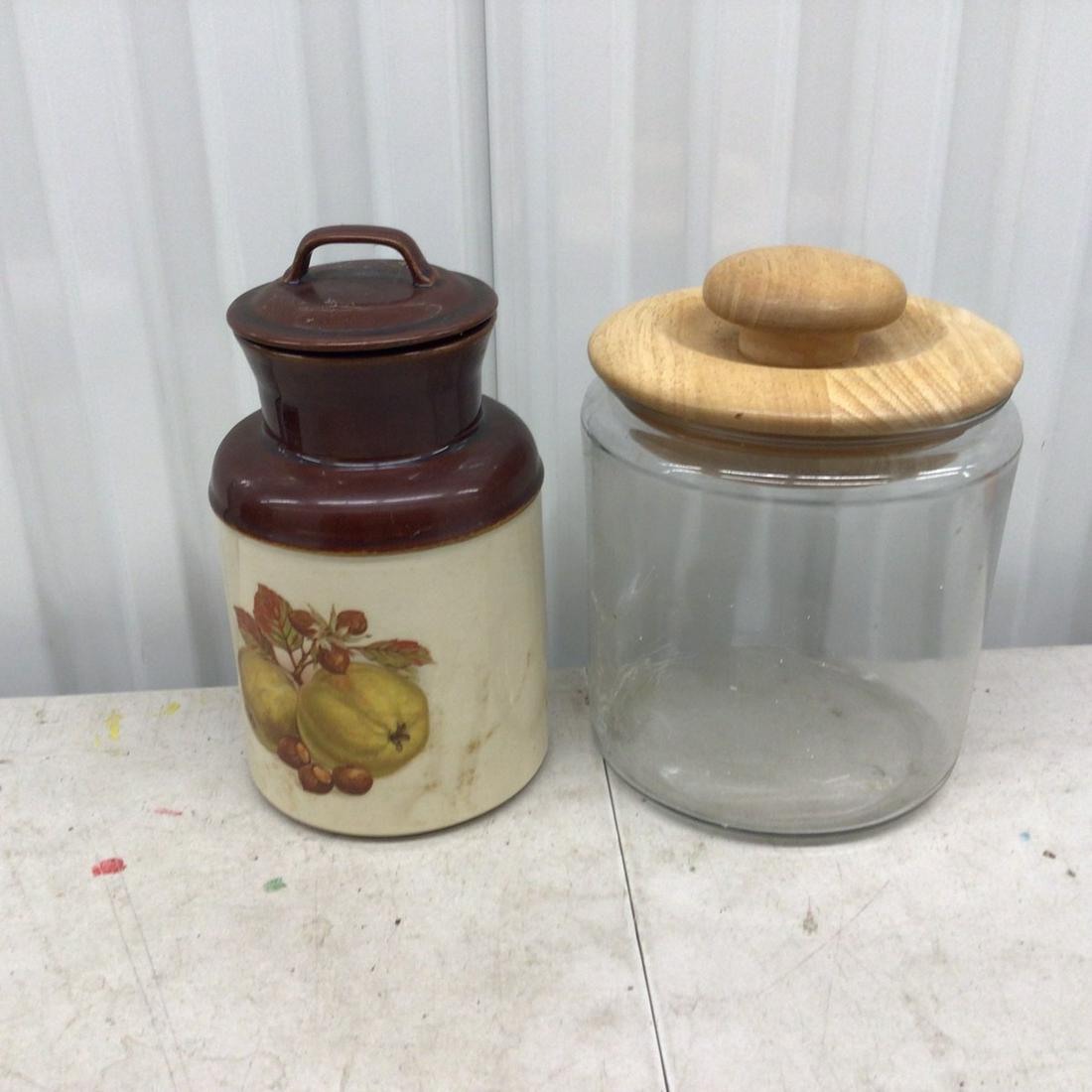 Lot of ceramic and glass jars: 11"