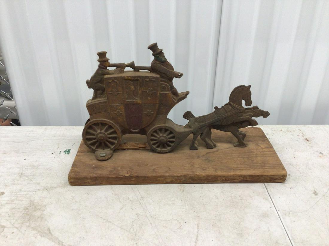 Cast iron London Royal Mail carriage door stopper: 13" x 9"