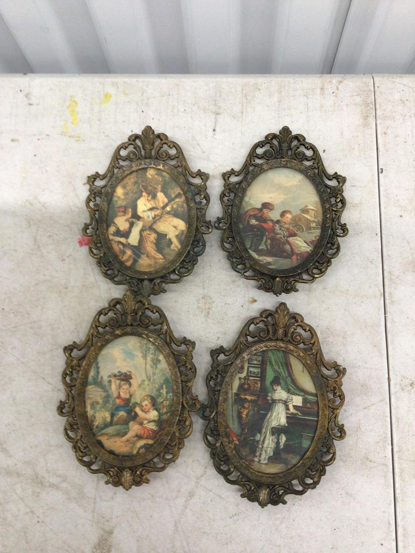 Lot of four vintage framed decorative prints (1 of 1)