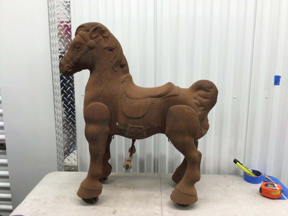 Metal vintage rocking horse on wheels made in England (1 of 1)