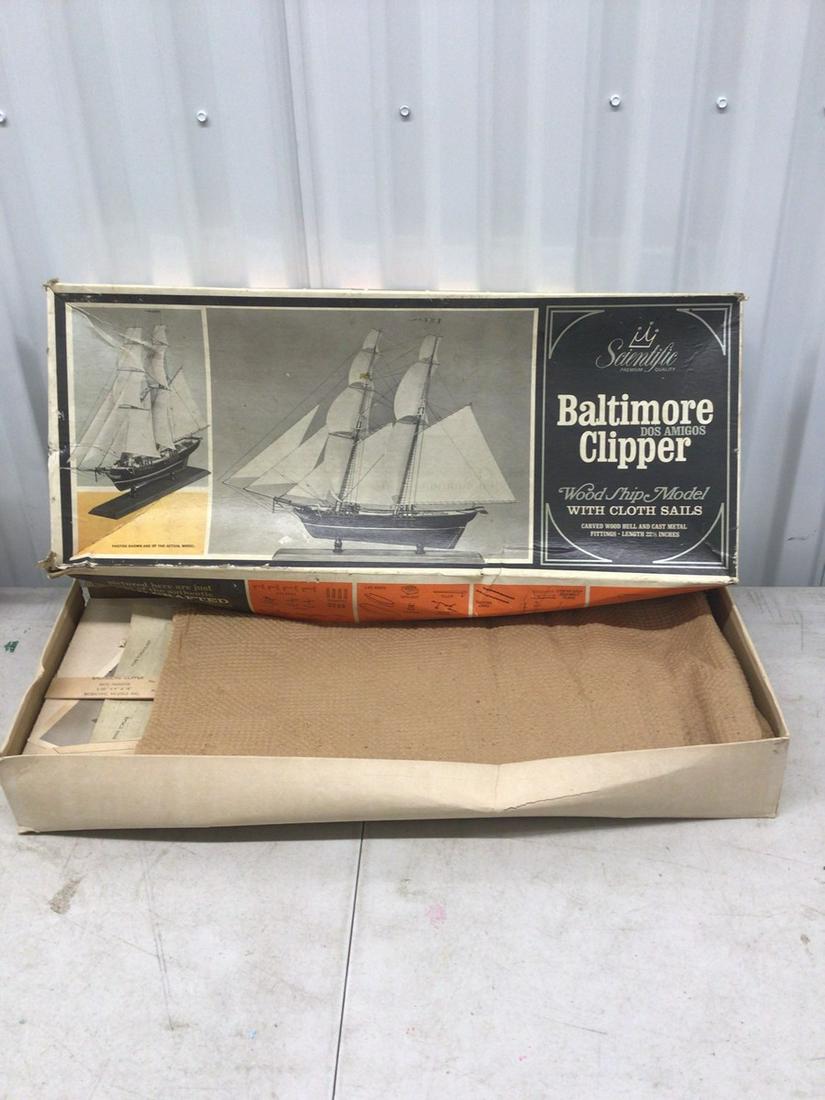 Baltimore Clipper Wood Ship Model with Cloth Sails (1 of 1)