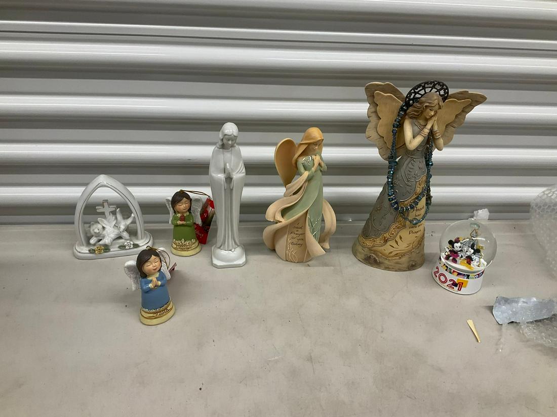 Lot of angel statues, disney snowglobe and more tallest 13 inches: Lot of angel statues, disney snowglobe and more tallest 13 inches