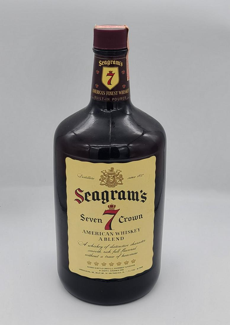 Vintage Seagram's 7 Whiskey Sealed 1.75ltr handle bottle (1 of 1)
