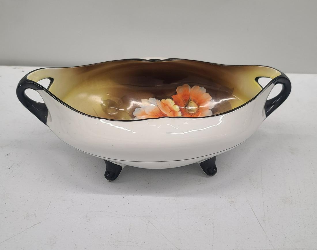 Vintage Noritake Japan Footed Floral InteriorDish 3.5x12": Vintage Noritake Japan Footed Floral InteriorDish 3.5x12"