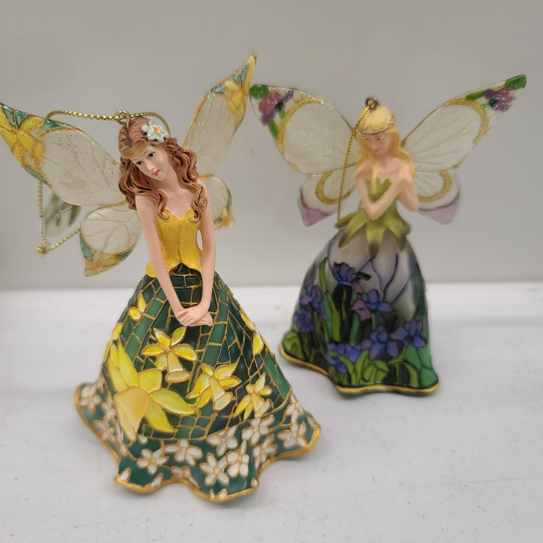 2 Aston-Drake Galleries 5" Resin mosaic style Fairy ornaments: 2 Aston-Drake Galleries 5" Resin mosaic style Fairy ornaments