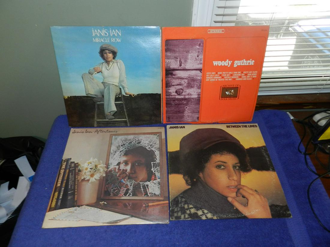 LOT OF VINTAGE RECORDS JANIS IAN WOODY GUTHRIE: LOT OF VINTAGE RECORDS JANIS IAN WOODY GUTHRIE