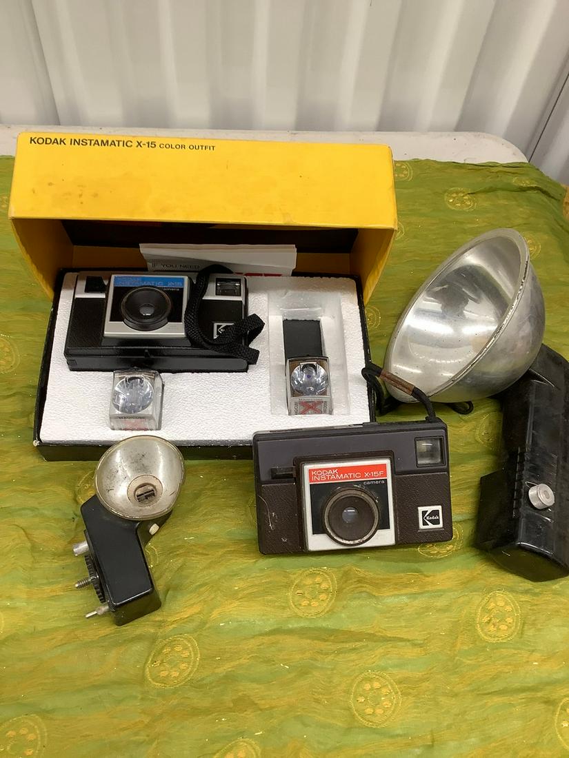 Lot of Kodak Instamatic X-15 and X15F Cameras and Parts (1 of 1)