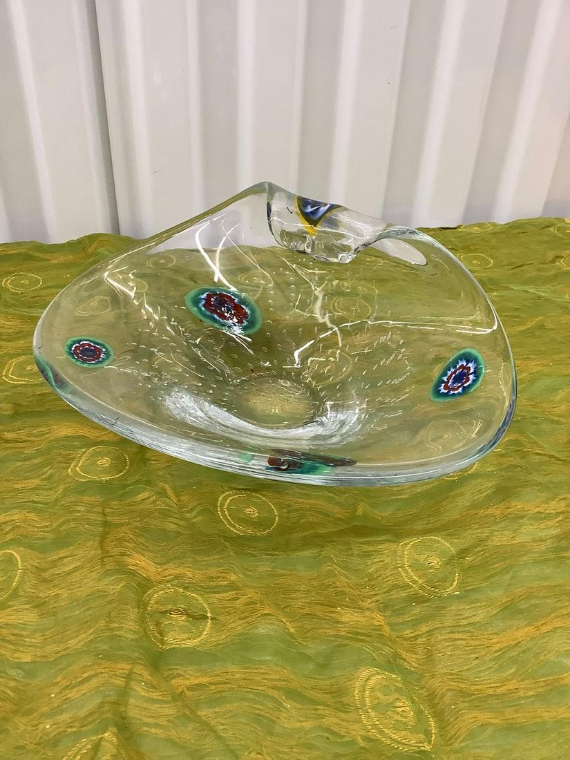 Beautiful Decorative Glass Dish with Handpainted Design 9.5 Across (1 of 1)