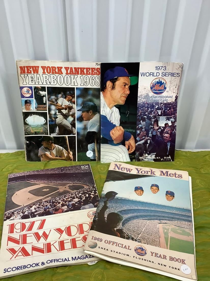 Lot of 4 1960's-1970's Yankees and Mets Yearbooks and Score Books (1 of 1)