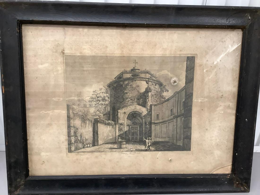 Vintage Picture, Roma 1819, Rossini dis e Inc. 26x35, Tempio di Romolo (1 of 2)