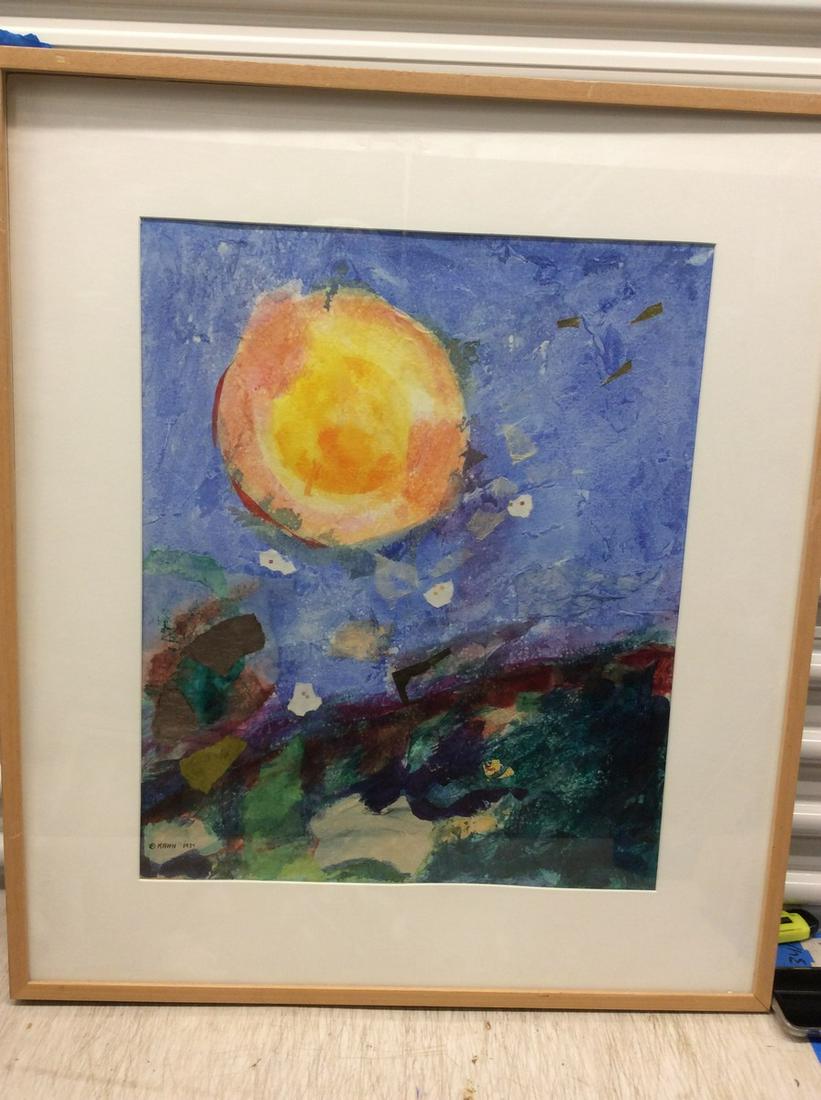 Framed paper mache artwork of night scene 27x31 (1 of 1)