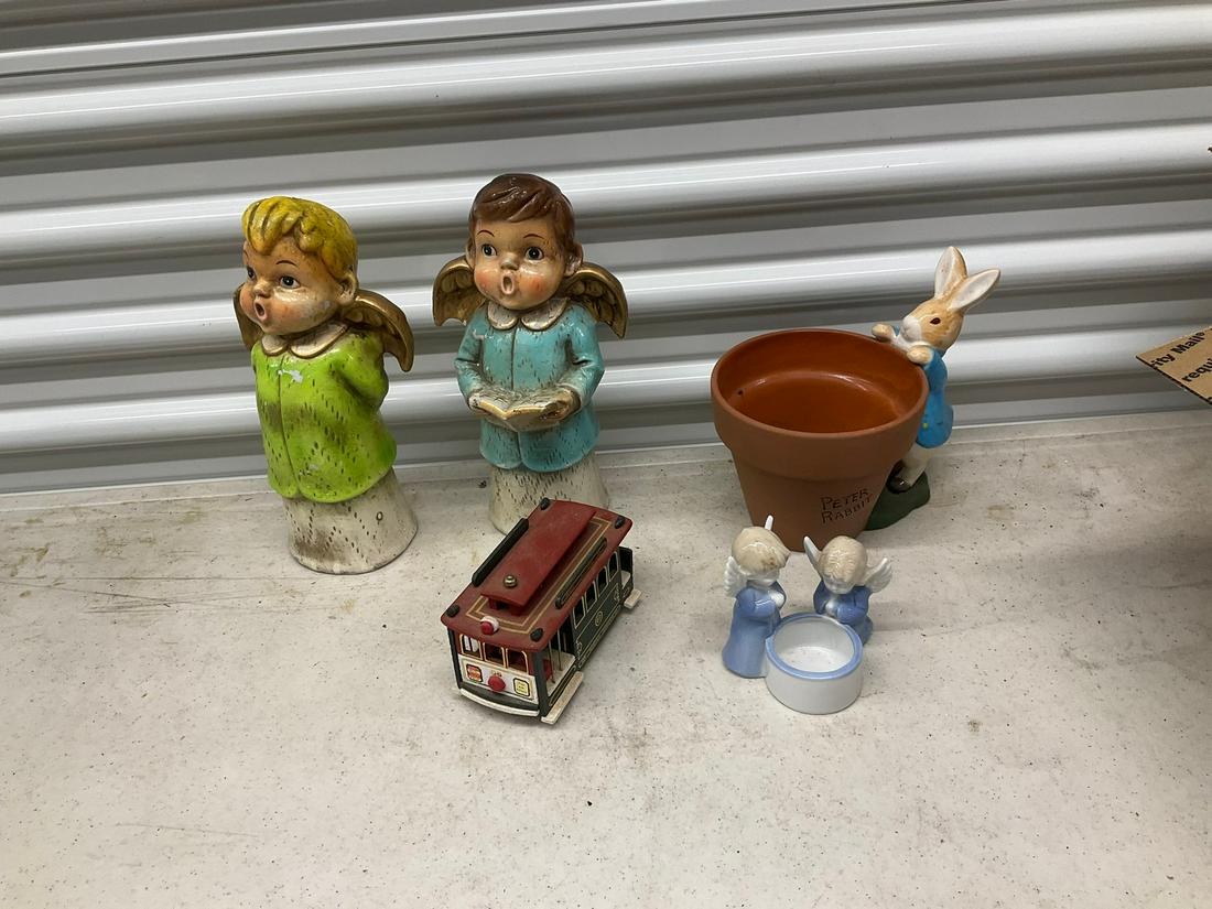 Trolly music box, bunny flower pot, angel statues and more: H:10"