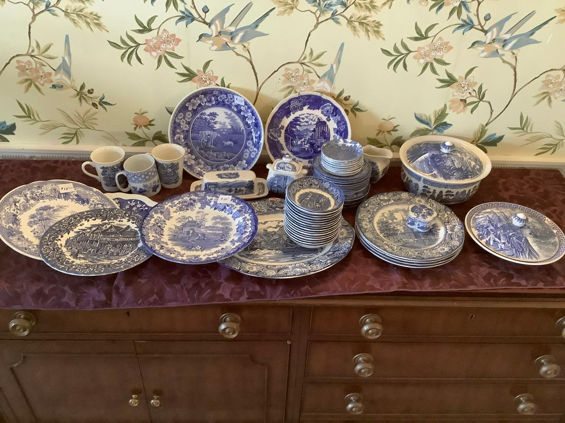 Large Lot of Liberty Blue Historic Colonial Scenes, Spode, and Other Dishes and More: Large Lot of Liberty Blue Historic Colonial Scenes, Spode, and Other Dishes and More