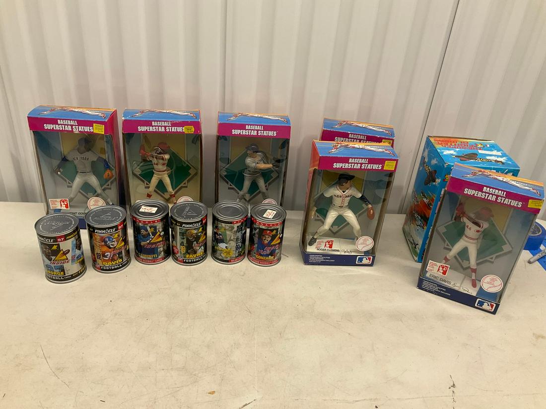 Lot of Baseball Superstar Statues, Pinnacle 1997 cans, and more (1 of 1)