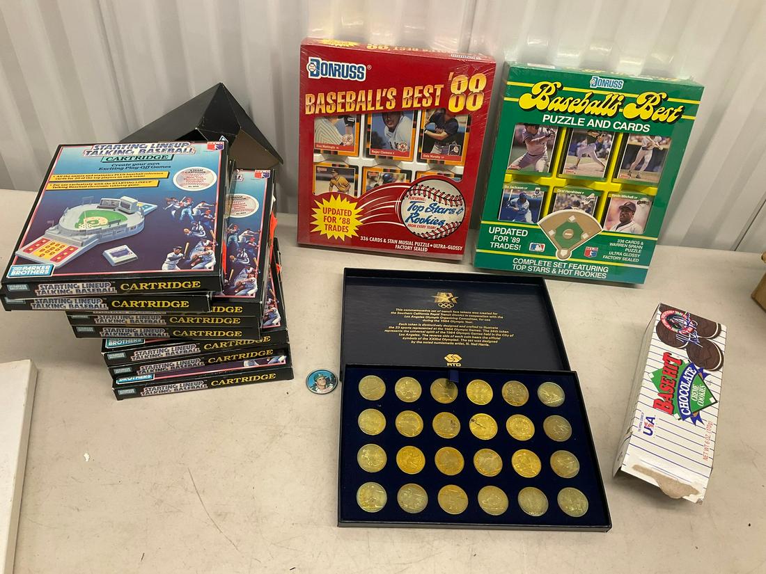 Lot of Starting Lineup Talking Baseball cartridges, Games of 23rd Olympics 1984 commemorative coins, (1 of 1)