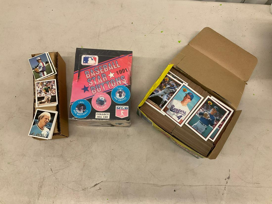 Lot of baseball cards (1989) and stickers (1981) and Baseball Star Buttons (1991) (1 of 1)