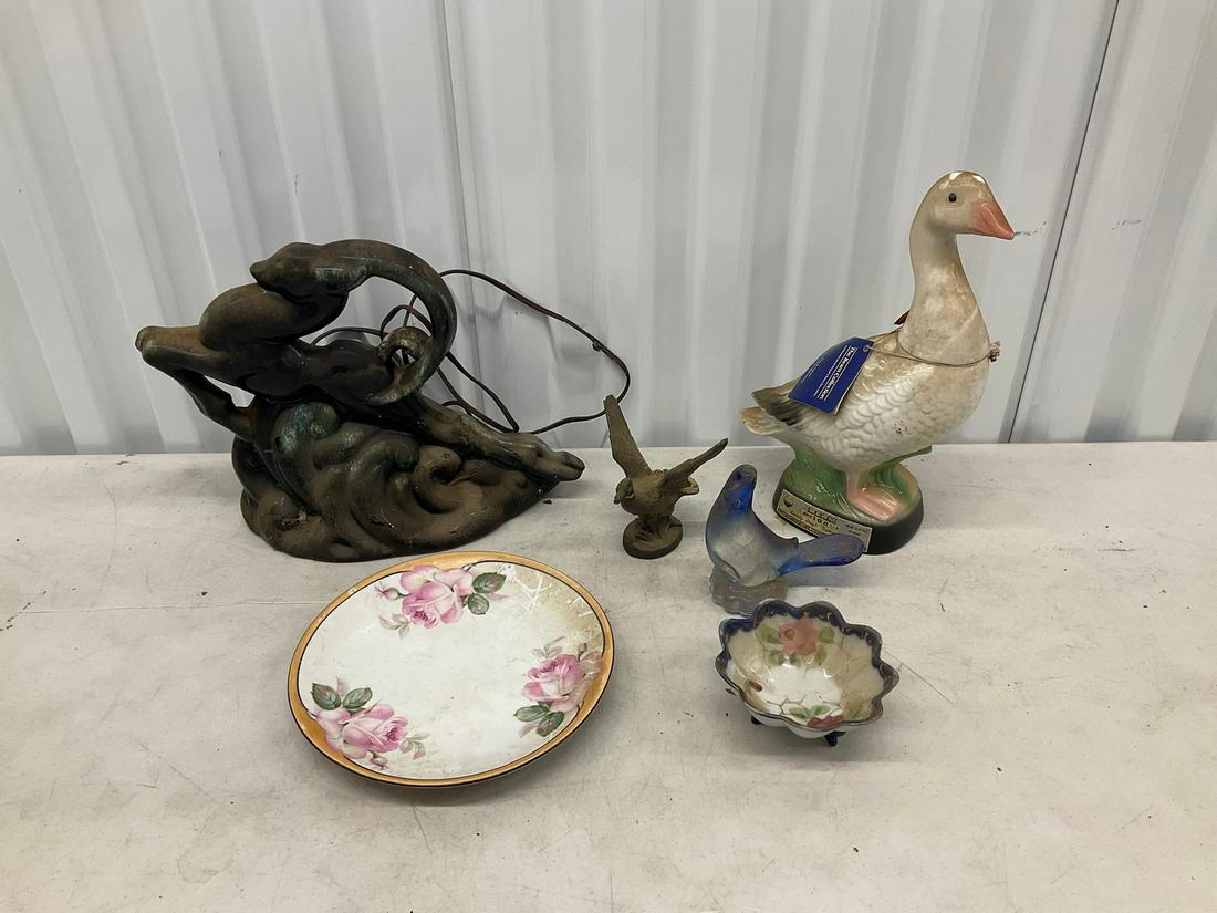 Jim Beam duck decanter, bird figurines, plates, and more: Tallest 12"