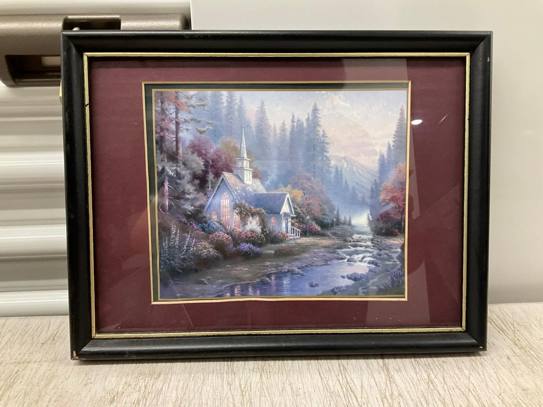 "The Forest Chapel" by Thomas Kinkade framed print 13x10: "The Forest Chapel" by Thomas Kinkade framed print 13x10