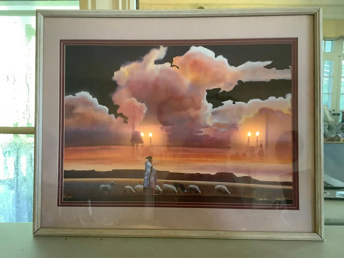 "Navajo Sunset" by Donal Jolley print numbered 25/300 and signed with COA 23x29: "Navajo Sunset" by Donal Jolley print numbered 25/300 and signed with COA 23x29