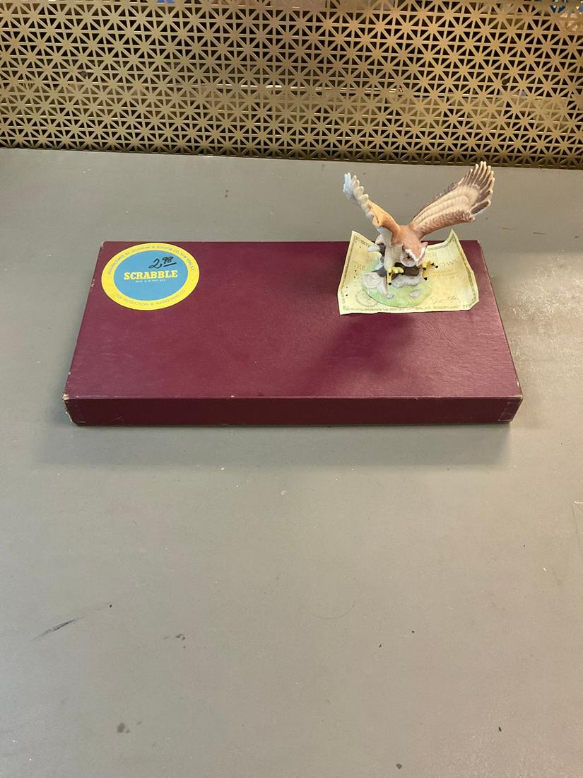 "The Great Horned Owl" Collectors Edition Figurine with COA and vintage scrabble (1 of 1)