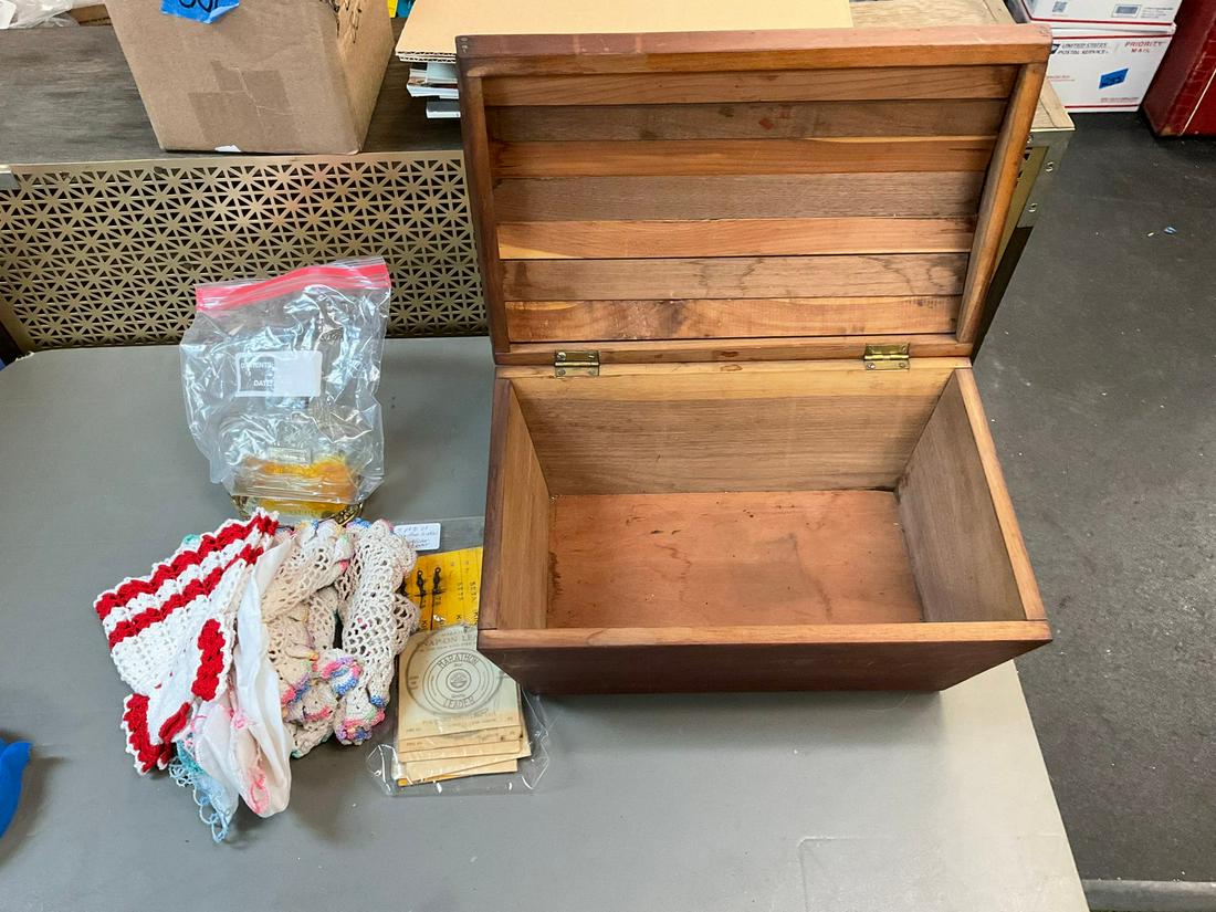 Wood chest with doll clothes and more (1 of 1)