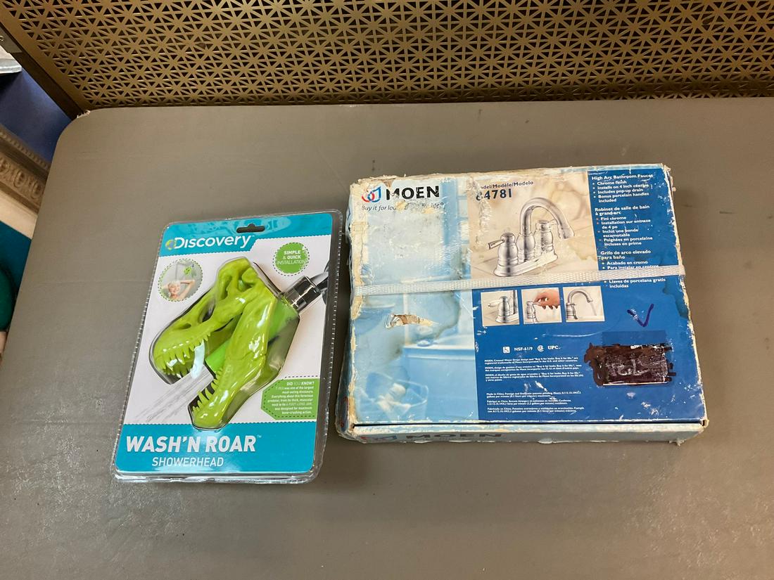 Wash"NRoar Showerhead and High Arc Bathroom Sink faucet Moen (1 of 1)