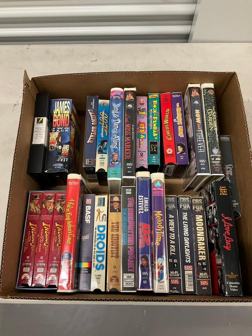Lot of various VHS Tapes including Indiana Jones box set, James Bond, and more (1 of 1)