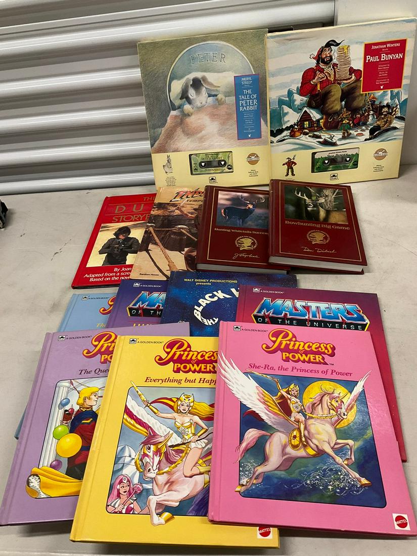 Lot of various books including Bow hunting Big Game, Peter Rabbit with tape, Indiana Jones and more (1 of 1)
