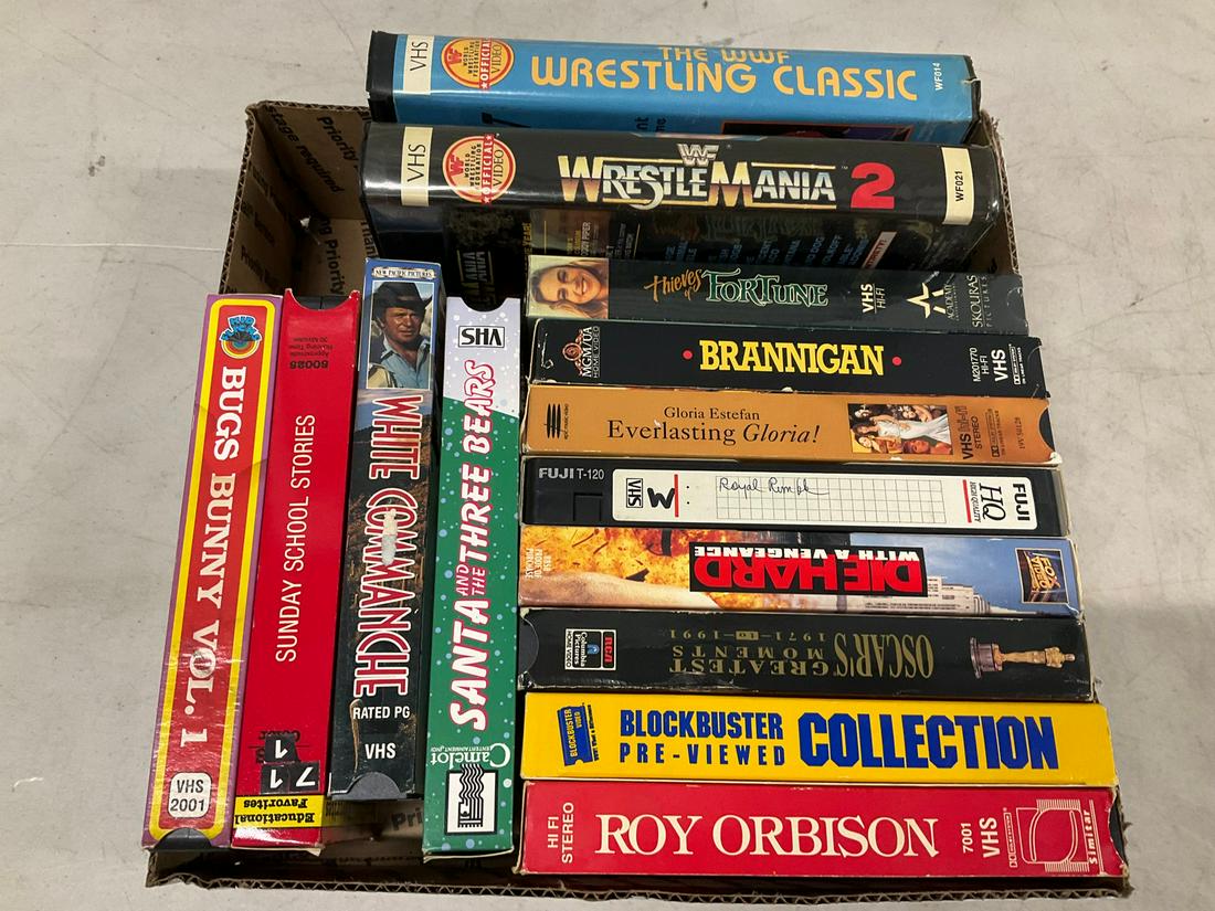 Lot of VHS tapes including Die Hard, Wrestlemania 2, and more: Lot of VHS tapes including Die Hard, Wrestlemania 2, and more