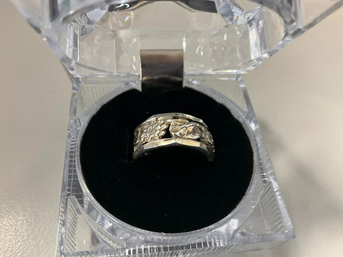 Sterling Carved Floral Ring (1 of 1)