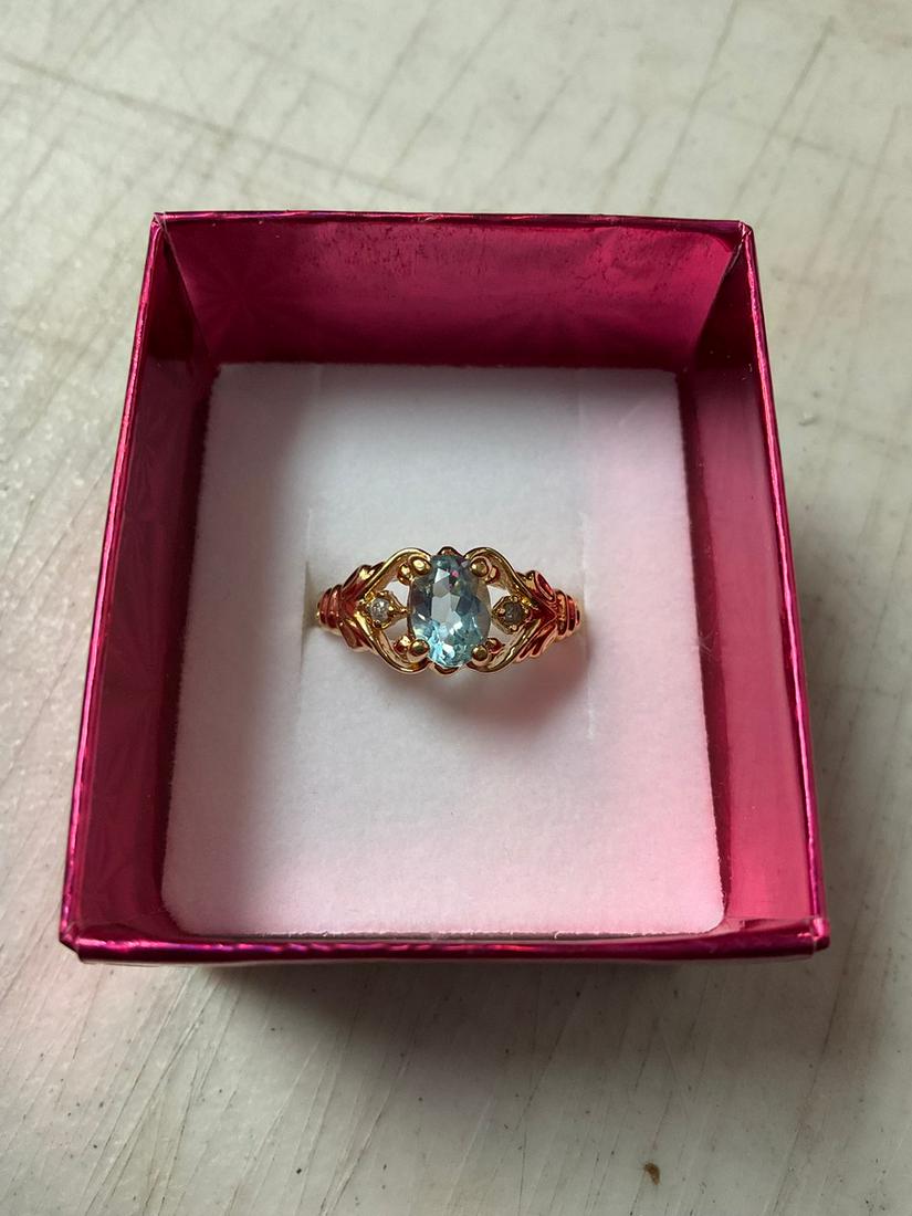14kt Goldplated Blue Sapphire Ring (1 of 1)