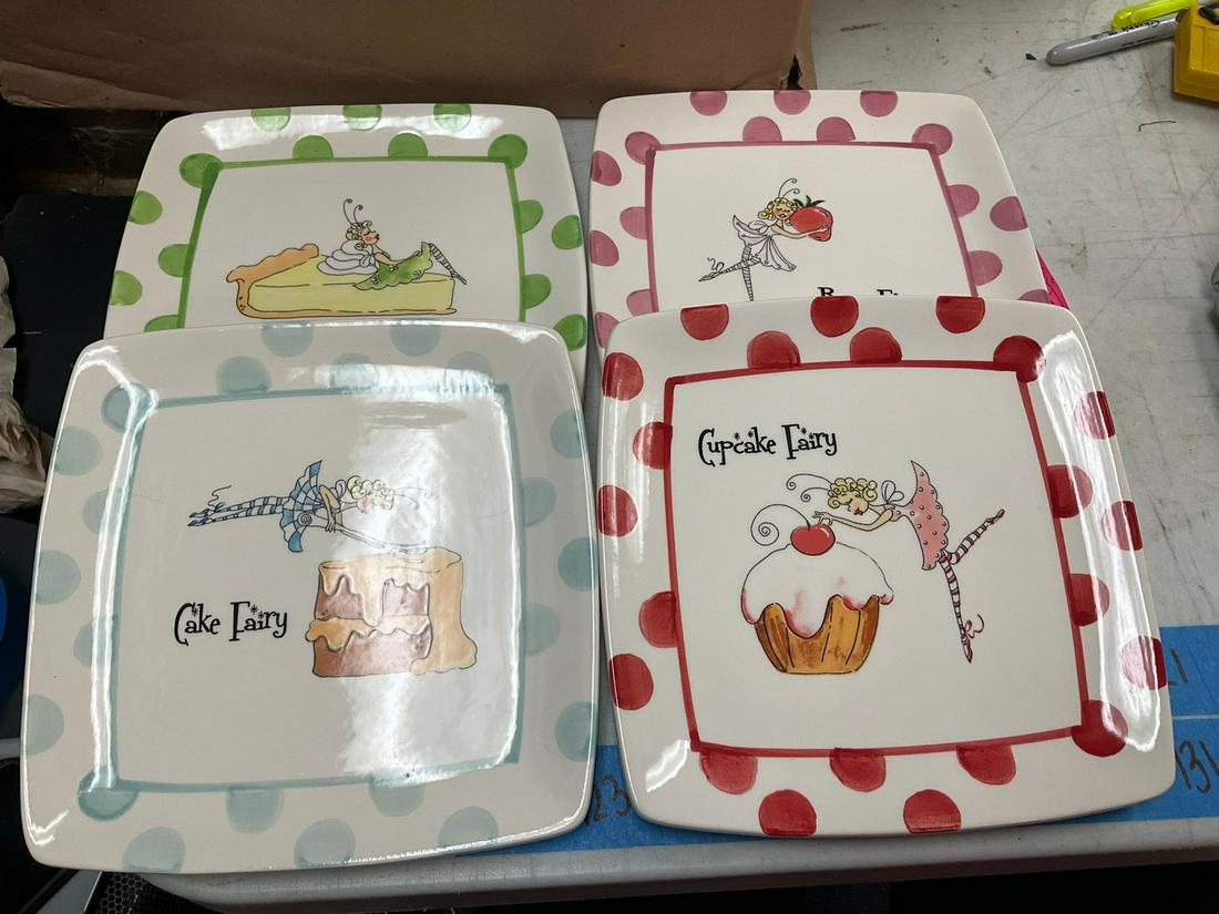 Set of 4 "Faires" Ironstone Dessert Plates: Set of 4 "Faires" Ironstone Dessert Plates