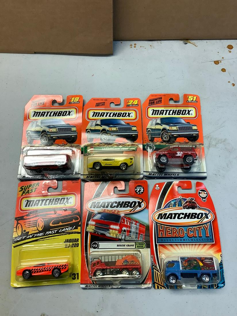 6 Circa 1990s Matchbox Cars New in Package: 6 Circa 1990s Matchbox Cars New in Package