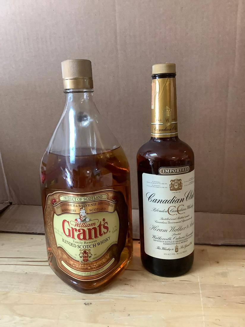 William Grant's Family Reserve Blended Scotch Whisky and Canadian Club Blended Canadian Whisky: Any contents in bottle is Free; You are bidding on the bottle & unbroken tax stamp