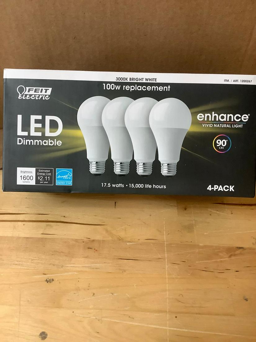 Feit 4-Pack Electric LED Dimmable 100w Replacement Bulbs N.I.B. (1 of 1)
