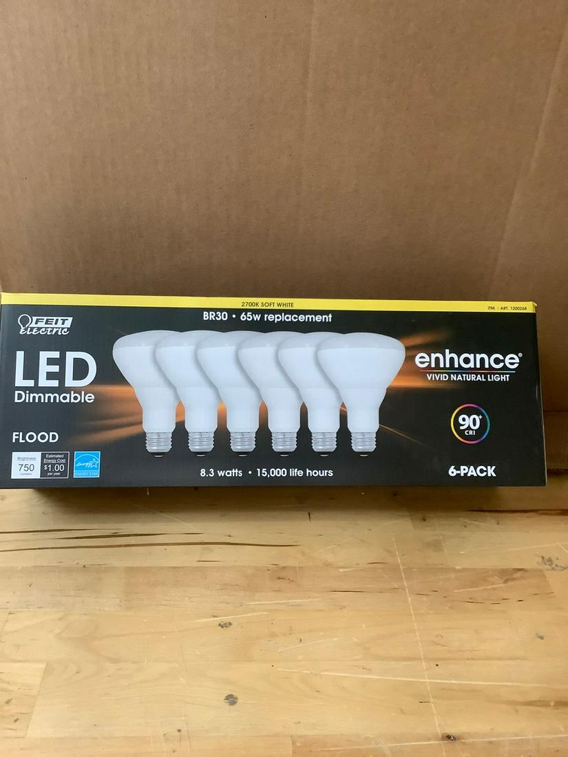 Feit 6-Pack Electric LED Dimmable 65w Replacement Bulbs N.I.B. (1 of 1)