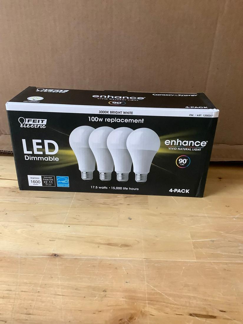 Feit Electric 4-Pack LED Dimmable Bright White 100w: Feit Electric 4-Pack LED Dimmable Bright White 100w