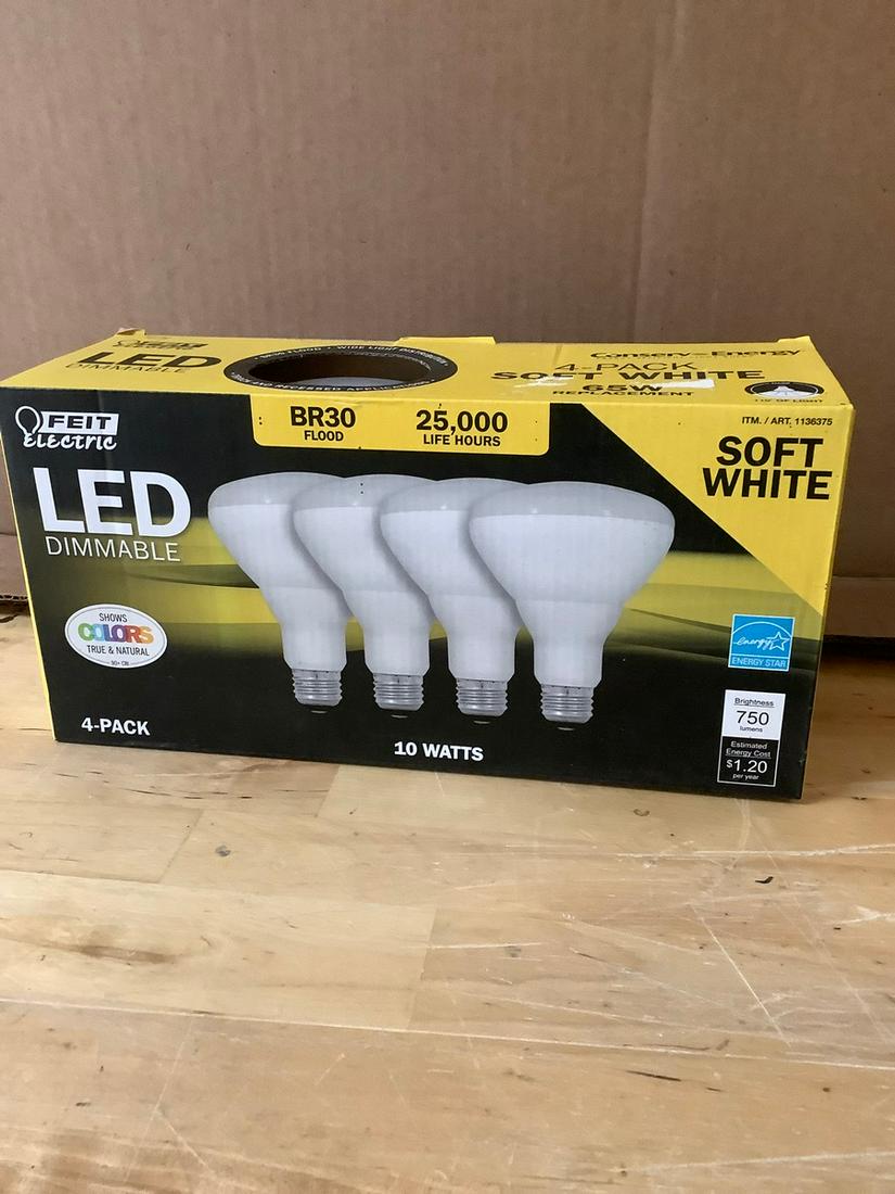 Feit Electric 4-Pack LED Dimmable Bright Soft White 65w N.I.B.: Feit Electric 4-Pack LED Dimmable Bright Soft White 65w N.I.B.