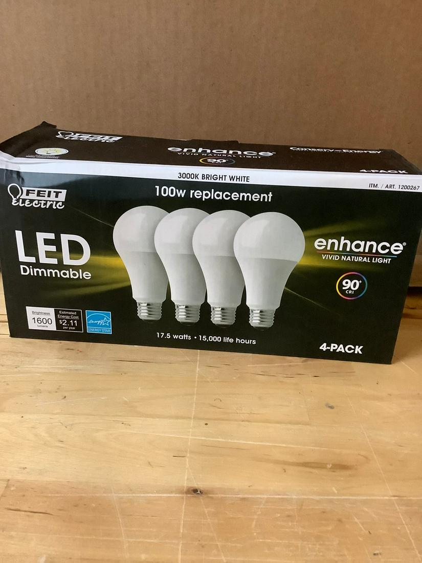 Feit Electric 4-Pack LED Dimmable Bright White 100w N.I.B.: Feit Electric 4-Pack LED Dimmable Bright White 100w N.I.B.