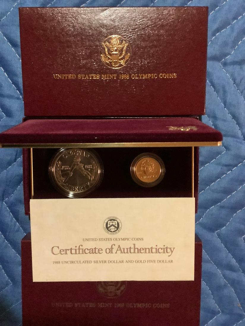 1988 gold  & silver uncirculated Olympic coins (1 of 1)