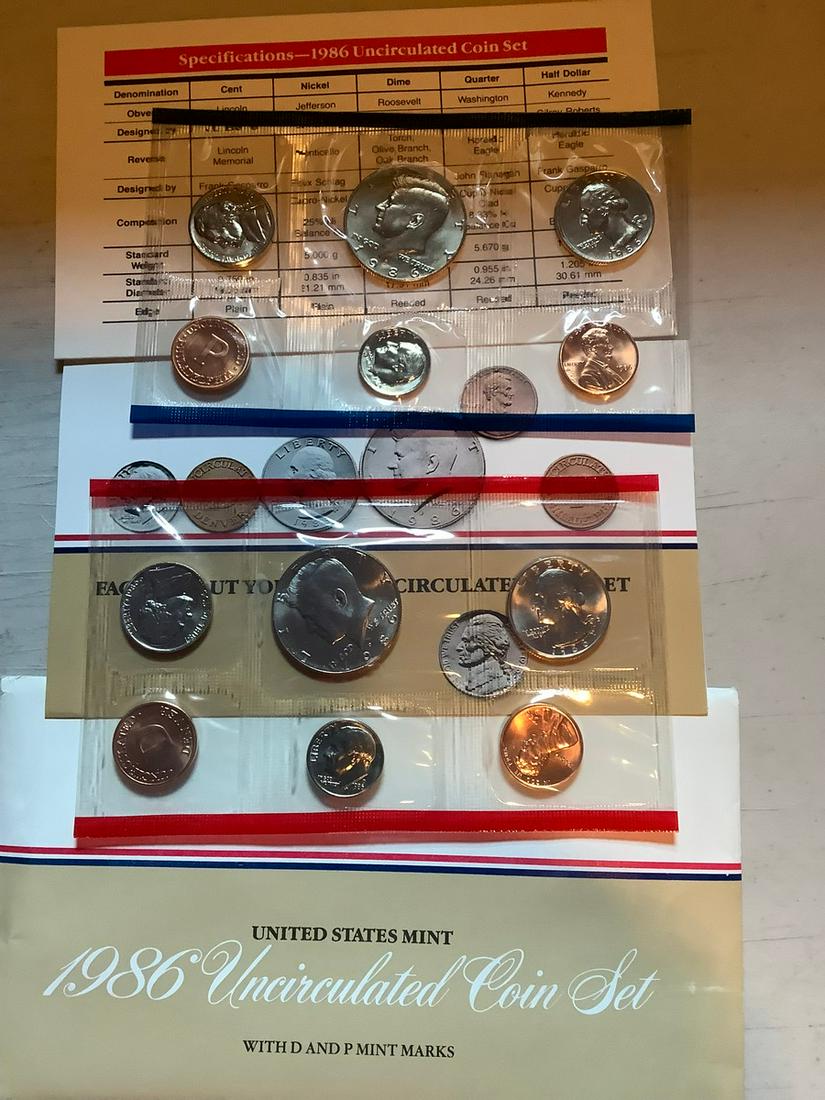 1986 US Mint D&P uncirculated coin set (1 of 1)
