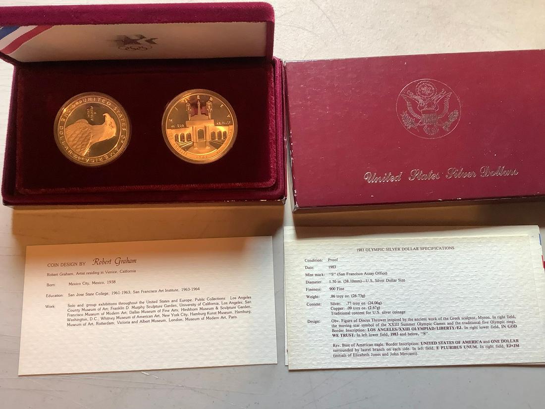 1983 - S 2 Olympic Silver Dollars (1 of 1)