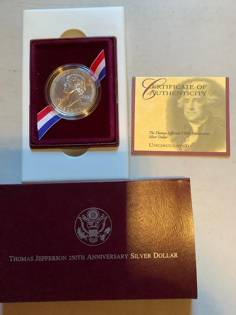 1993 Thomas Jefferson 250th Anniversary Silver Dollar (1 of 1)